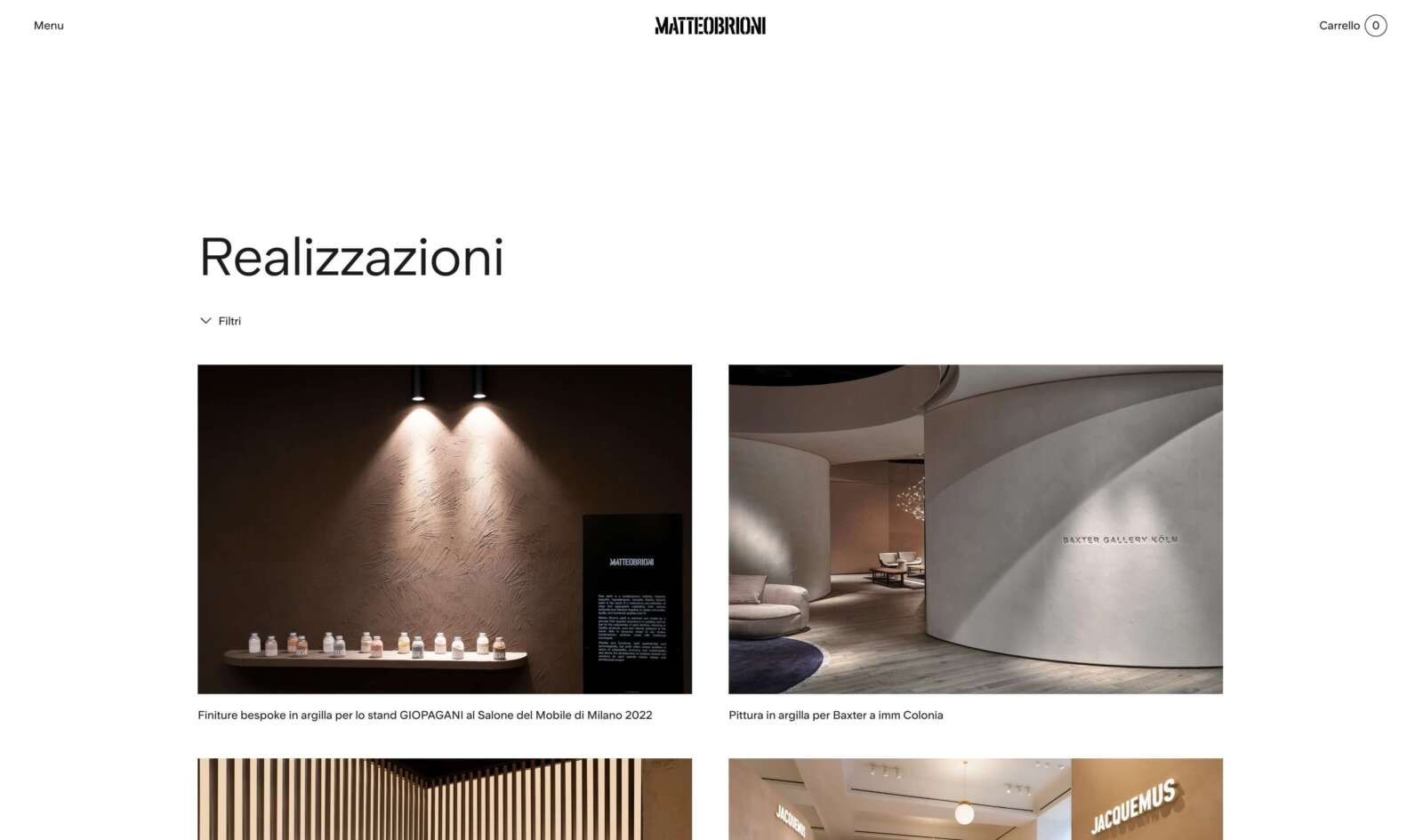 Sito web portfolio di progetti di architetti e designer